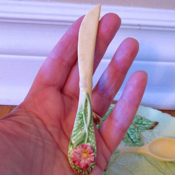 Vintage Carlton Ware Australian Design Green Leaf Dishes with Knife and spoon - Picture 6 of 7